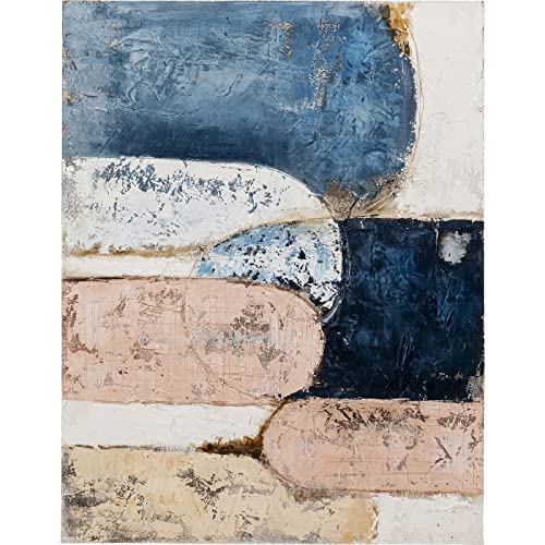 Kare Design Leinwandbild Art Ovals Blau/Rosa, Leinwand, Wanddekoration, Massivholz Rahmen, handgemalte Details, Acrylfarbe, Wandbild, Abstrakt, Modern, Wohnzimmer, Schlafzimmer, Flur, 120x90x3,7cm